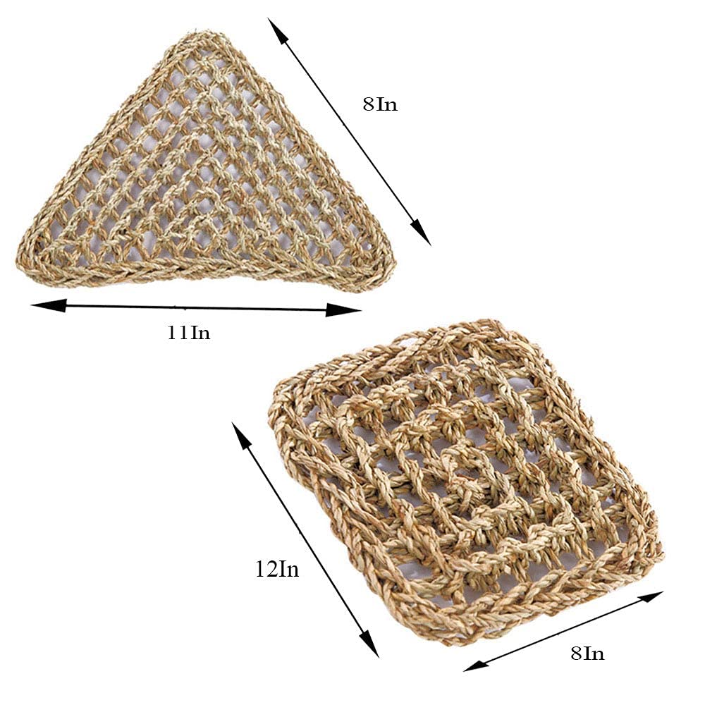 Tfwadmx 2 Pack Bearded Dragon Hammock, Reptile Climbing Decor, Lizard Lounger 100% Natural Seagrass Fabric Hammock For Reptiles, Geckos, Anoles, Iguanas, Hermit Crabs, Triangular