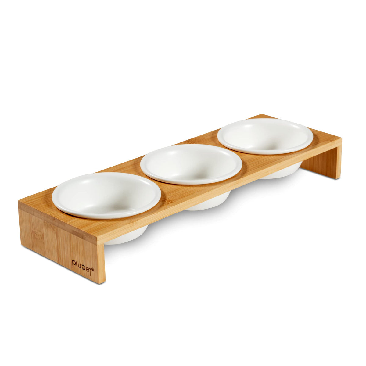 Piupet Cat Bowls For Indoor Cats 8.5 Fl Oz With Rack, Set Of 3 Bowls For Cats And Small Dogs, White Ceramic Cat Bowls With Styli