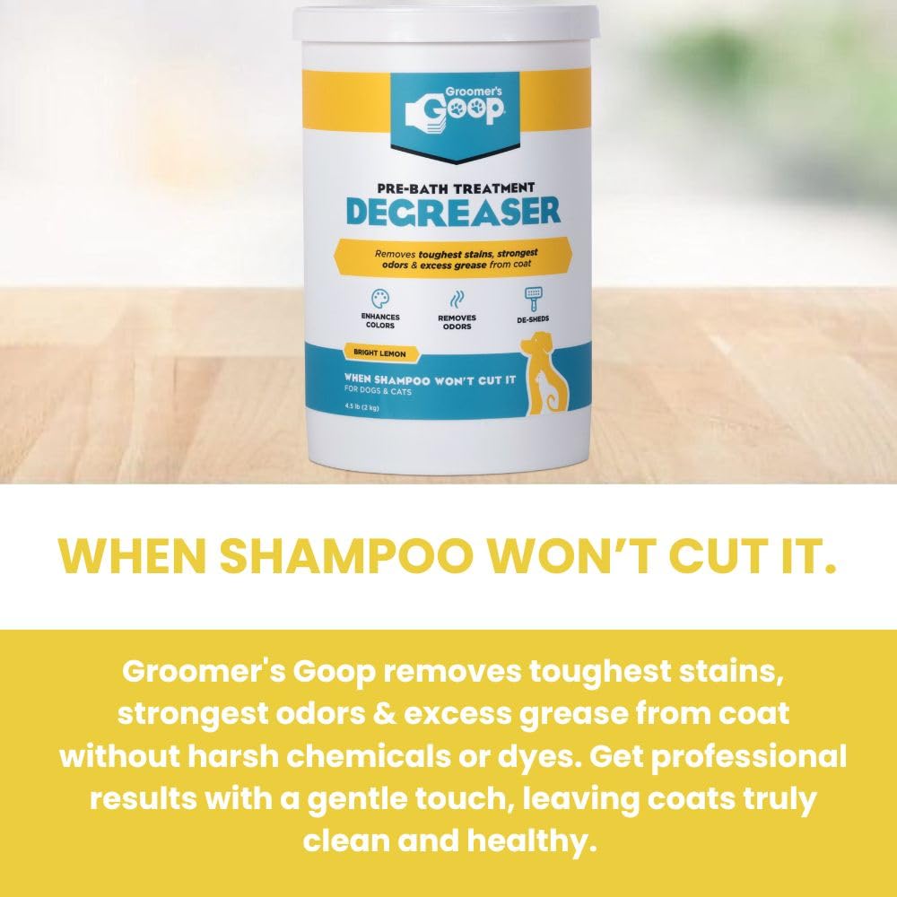 Groomers Goop Pre-Bath Pet Degreaser Treatment - Professional Strength Formula Removes Tough Oil & Grime from Dog & Cat Coats, C