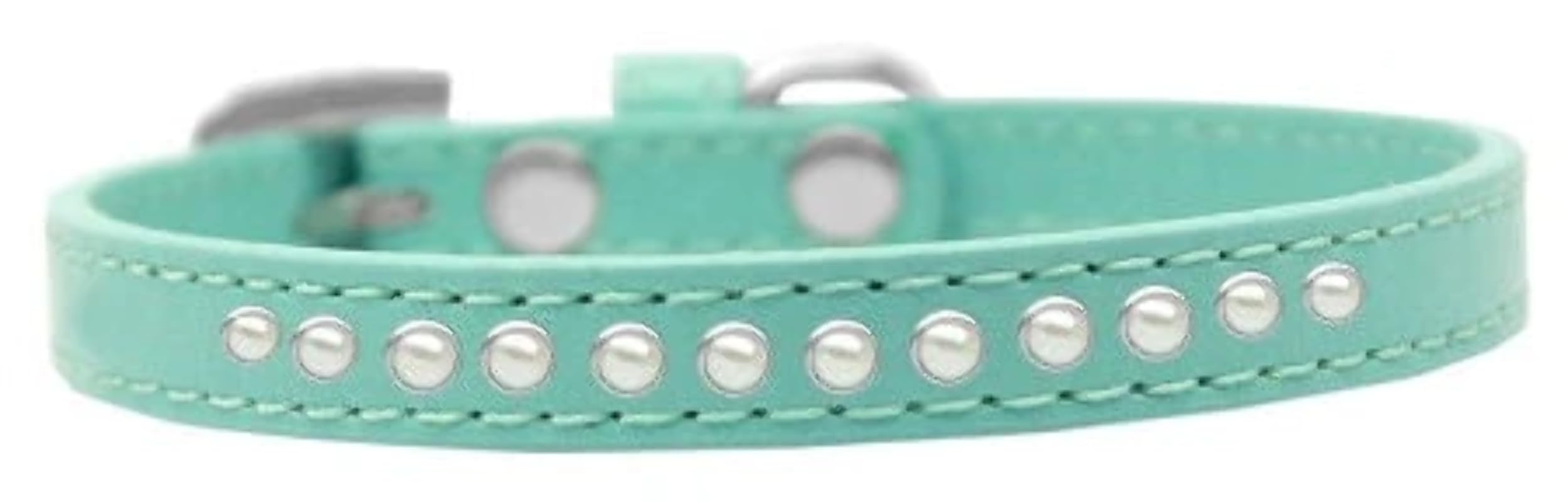 Dog, Puppy & Pet Fashion Collar, One Row Pearl Rimsets - 14 - Bright Pink