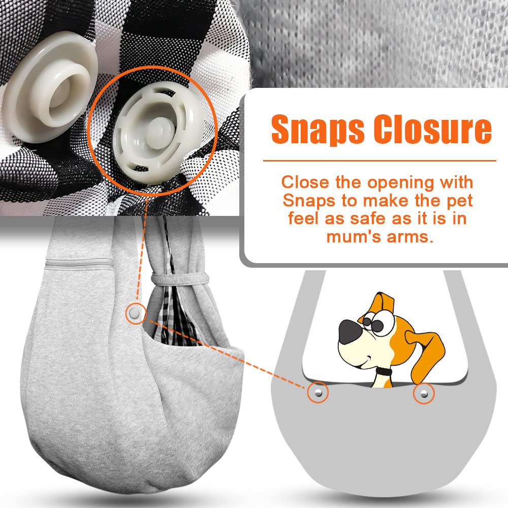 Tomkas Small Dog Sling Carrier - Zipper Pocket & Adjustable Strap & Zip Pocket - For 3-10 Lbs Pets(Grey) Puppy