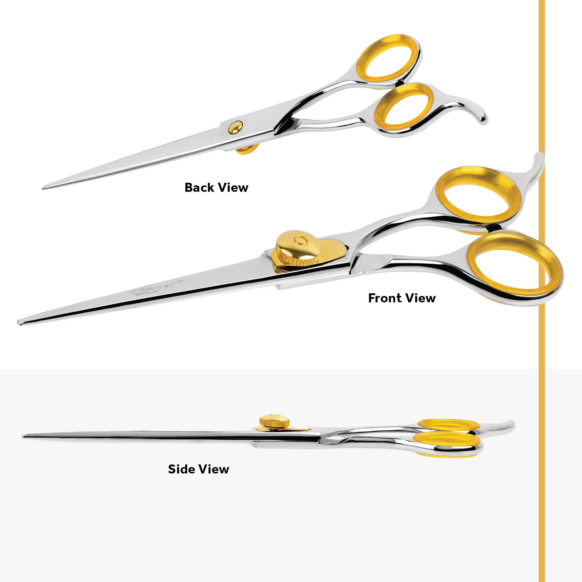 Sharf Gold Touch Pet Grooming Shear | Straight Cat & Dog Grooming Scissors | 6.5 Inch | 440C Japanese Stainless Steel Pet Dog Shearing Scissors | Animal Shears With Removable Comfort Rings