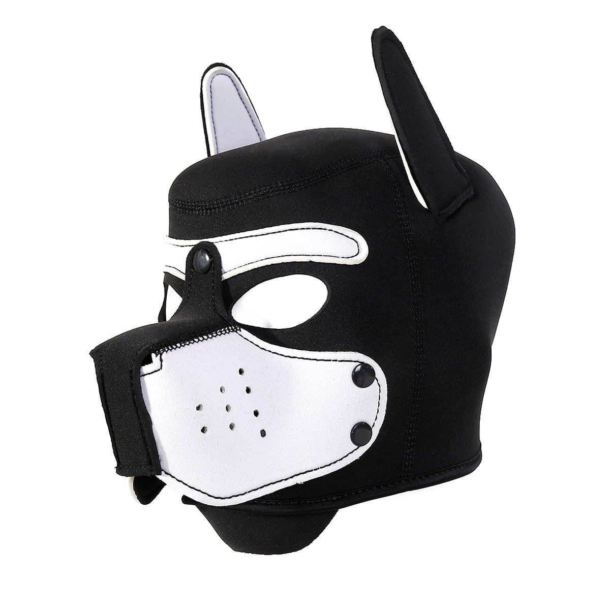 Neoprene Puppy Face Muzzle Dog Removable Full Face Pup Hood Mask (White, One Size)