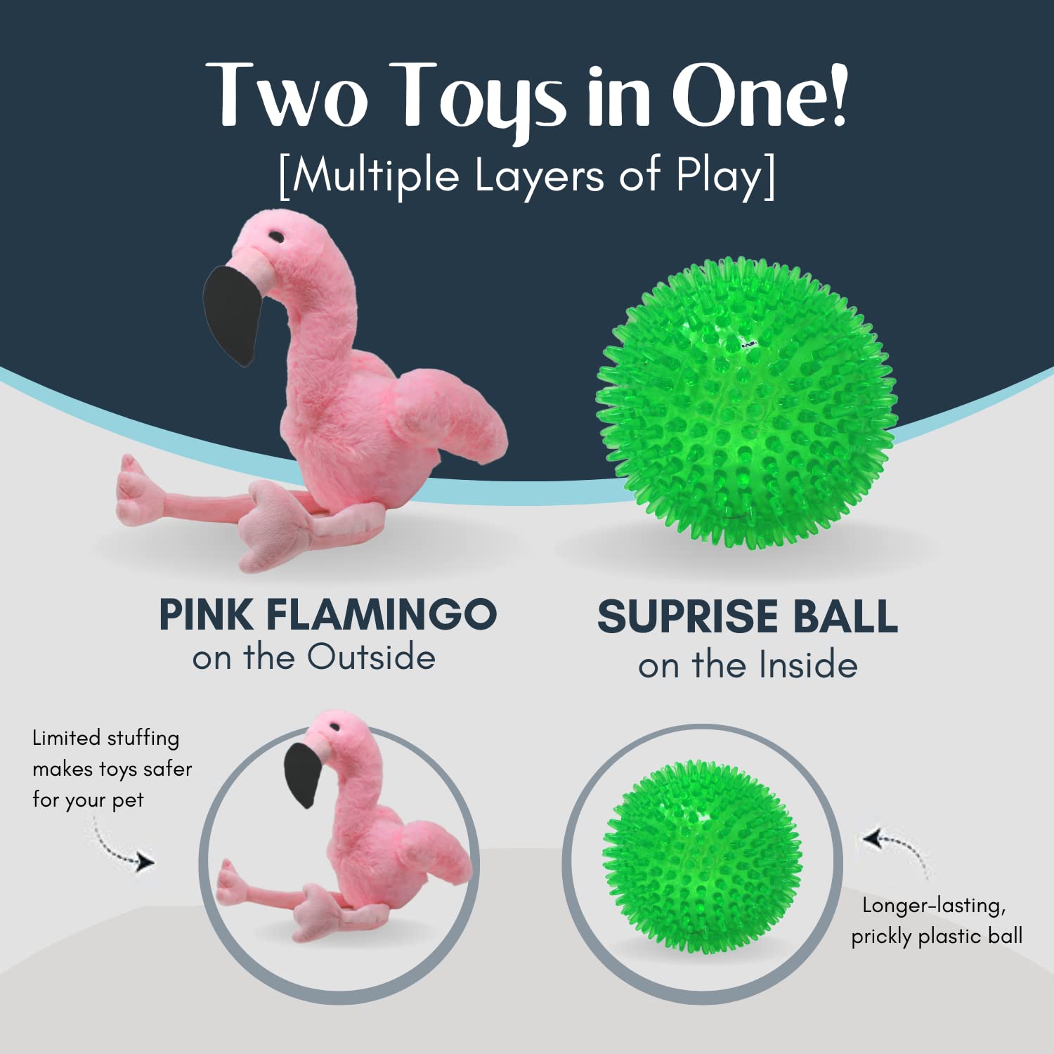 Flourish Fba Pets Dog Chew Toy With Non-Toxic Bpa, Double Stitched Soft Fabric Exterior Squeaky Indestructible Dog Toy For Aggressive Chewers (Small, Pink)