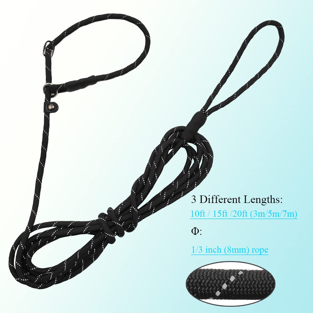 BTINESFUL Anti-Choke Slip Lead Dog Leash, Reflective Nylon 10FT, Black for Small Medium Dogs