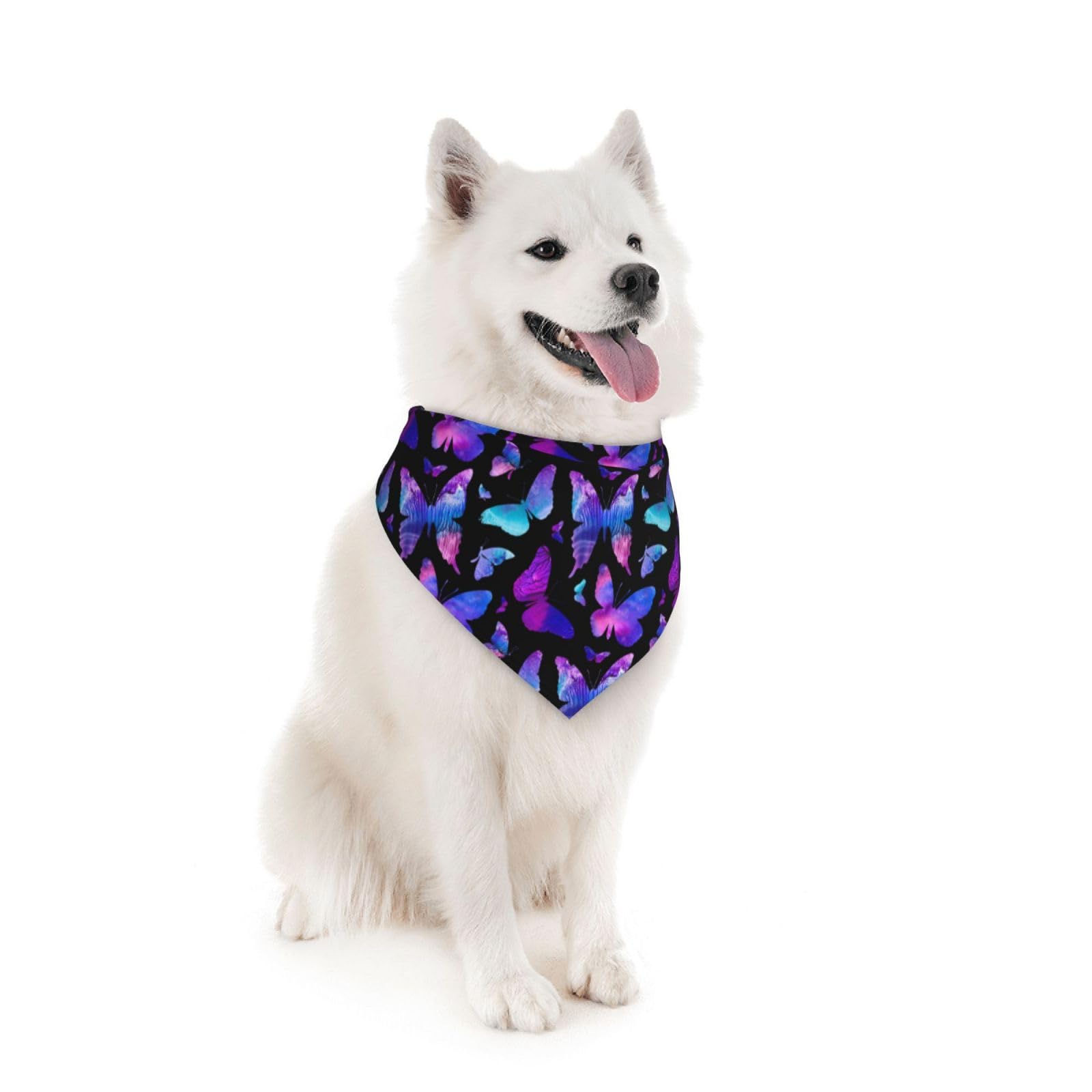 Butterfly Blue Purple Dog Bandana Scarf Triangle Bibs Pet Accessories Cat Kerchief