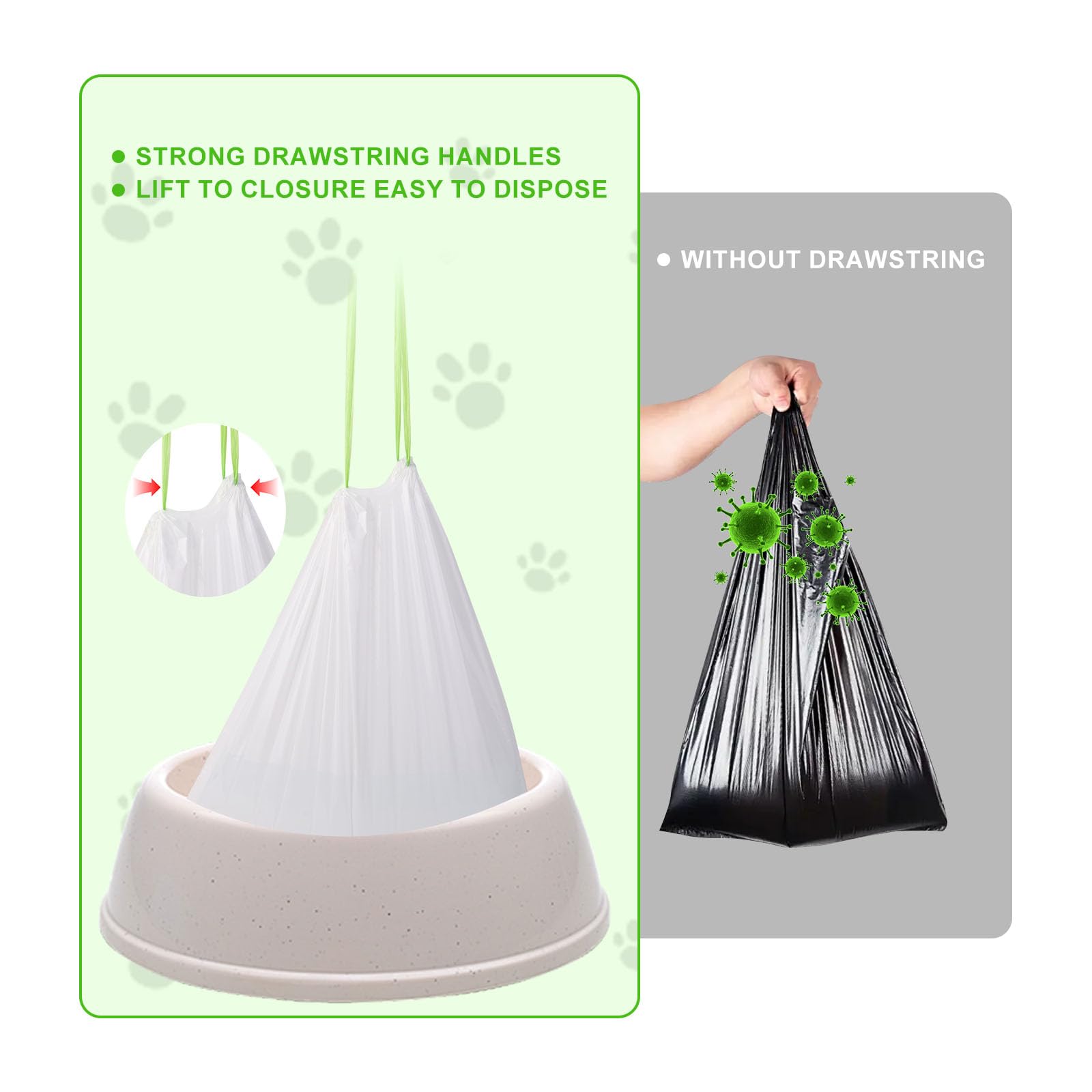 Hlinakrbcs Litter Box Waste Bags For Robot 4 And 3, 120 Pack Drawstring Self Cleaning Cat Litter Box Liners, Extra Thick Waste D