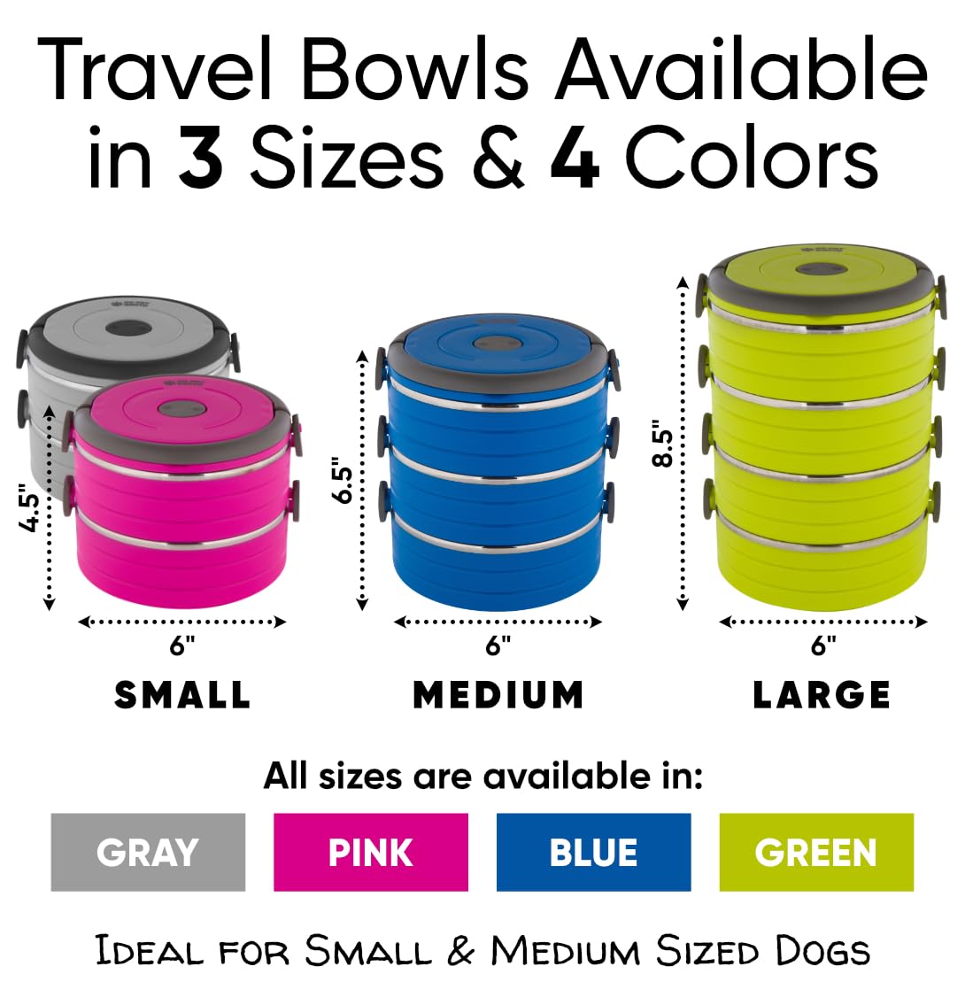 Healthy Human Travel Pet Bento Bowls - Human-Grade Stainless Steel & BPA-Free, Leak-Proof Water & Food Container Set for Dogs &