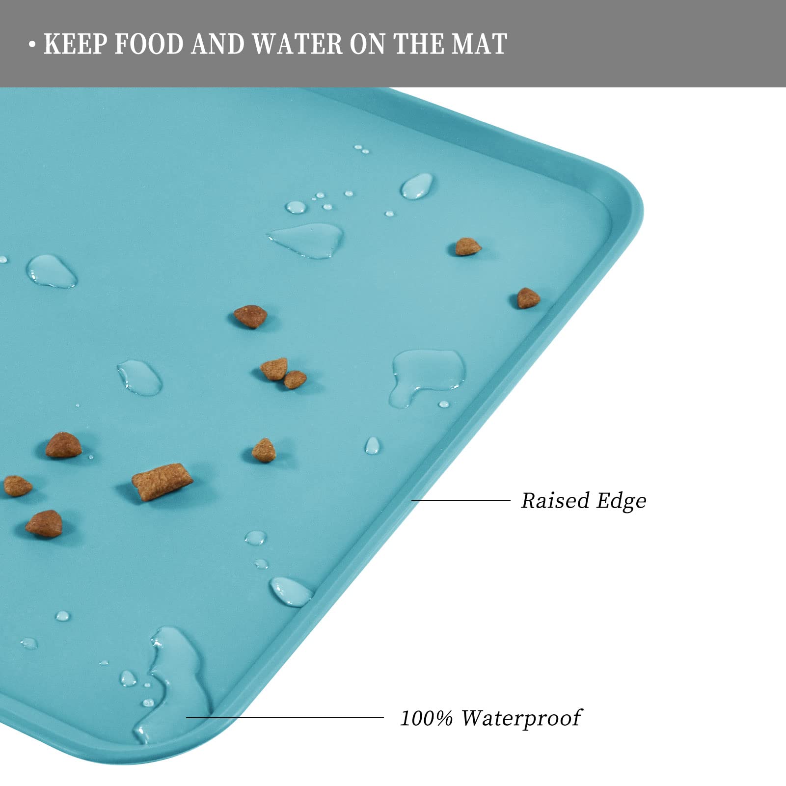 Reopet Waterproof Pet Feeding Mat With High Raised Edges, Heavier And Thicker Placemats For Cat Dog Water Bowl With Bpa Free, Do