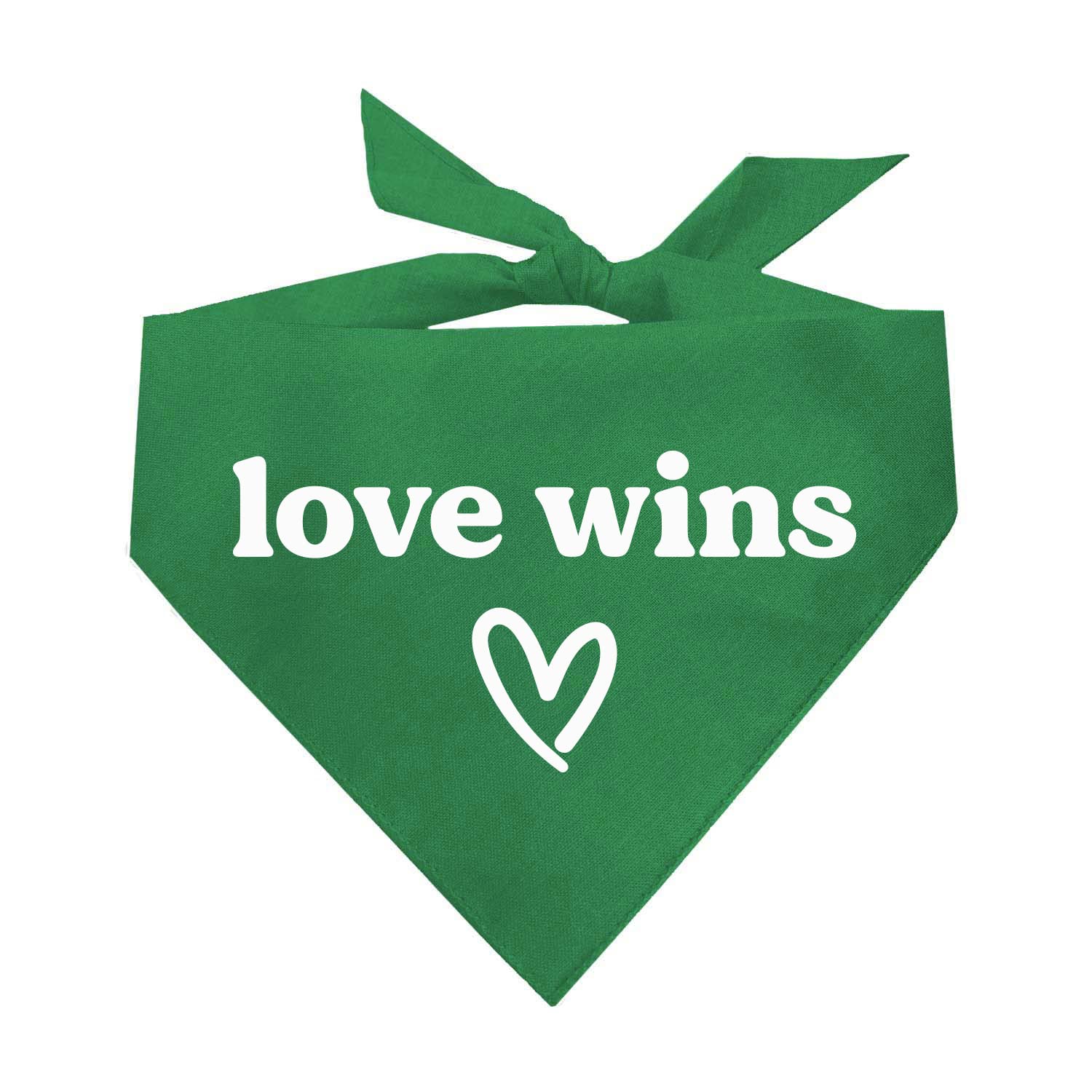 Love Wins Dog Bandana | 100% Cotton Adjustable Triangle | Made In Usa | Pride Day | Lgbtq+ | Rainbow | Parade |Green, One Size (