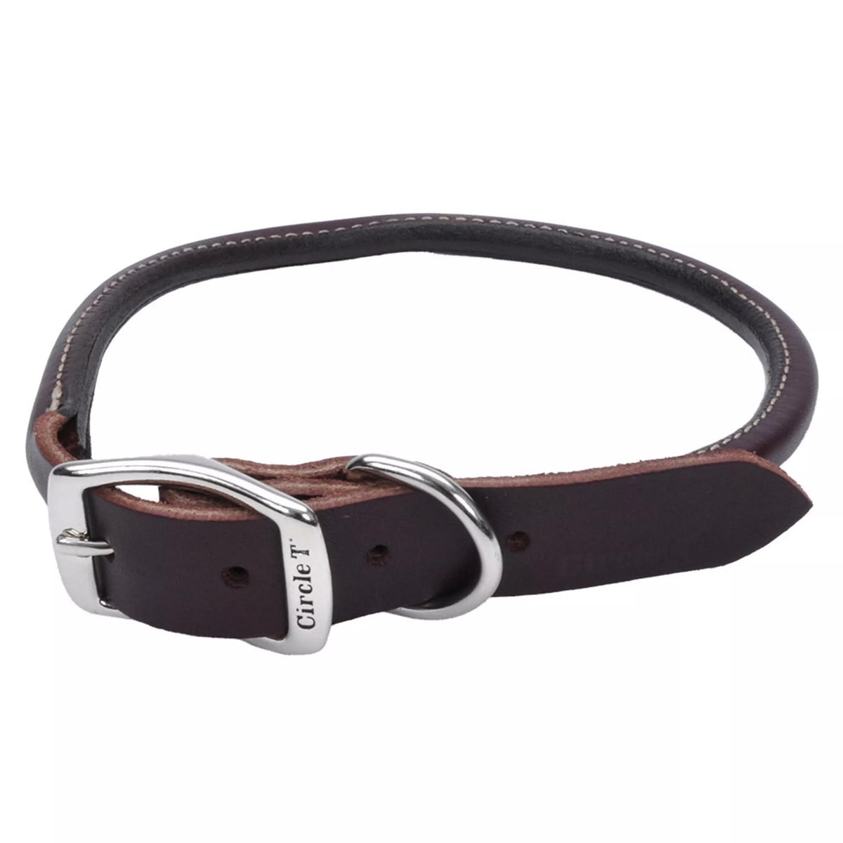 Coastal Pet Circle T Latigo Leather Round Dog Collar - Handcrafted Leather Pet Collar For Dogs - Comfortable For Dogs With Long Hair Or Sensitive Skin - 3/8' X 12'
