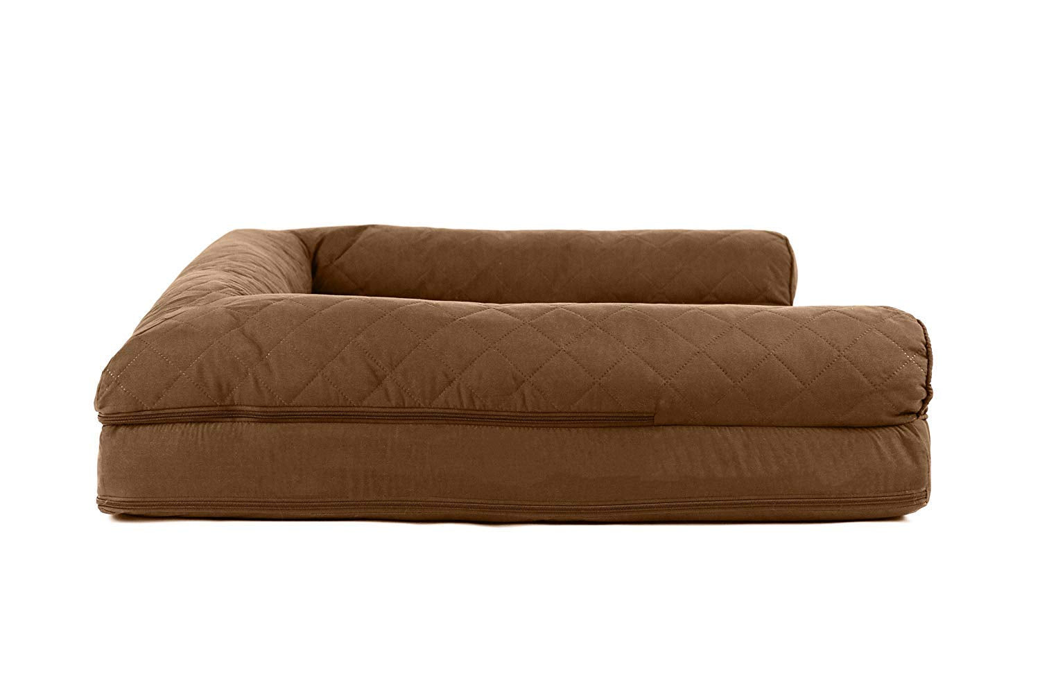 Furhaven Cooling Gel Dog Bed for Large Dogs w/ Removable Bolsters & Washable Cover, For Dogs Up to 95 lbs - Quilted Sofa - Toast