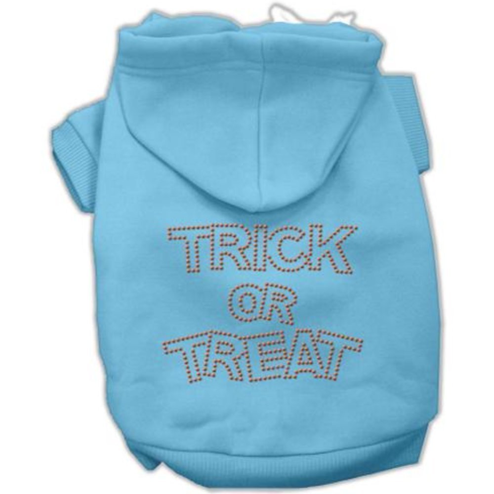 Halloween Pet Dog & Cat Hoodie Rhinestone, &quot;Trick Or Treat&quot; Baby Blue LG (10-14 lbs.)