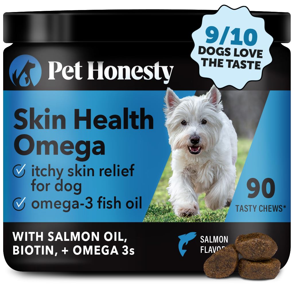 Omega Skin Health Chews for Dogs, Alaskan Salmon Oil, Omega-3 Fish Oil, Krill, Spirulina, Omega-3s, Healthy Skin & Coat, Itchy S
