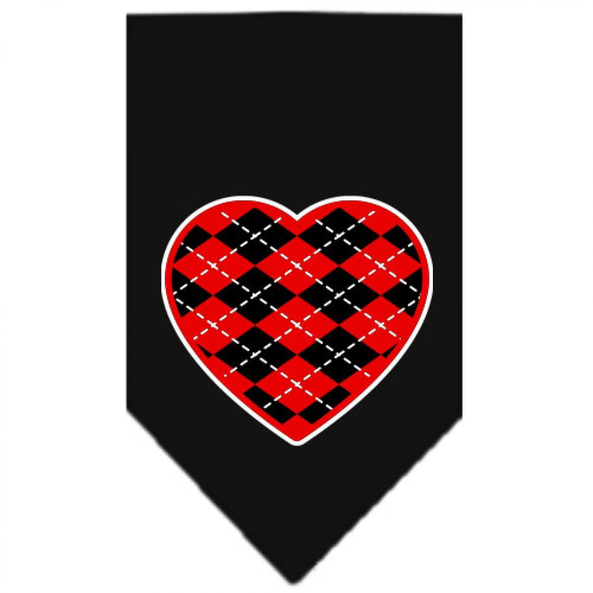 Mirage Pet Products Argyle Heart Red Screen Print Bandana for Pets, Small, Black