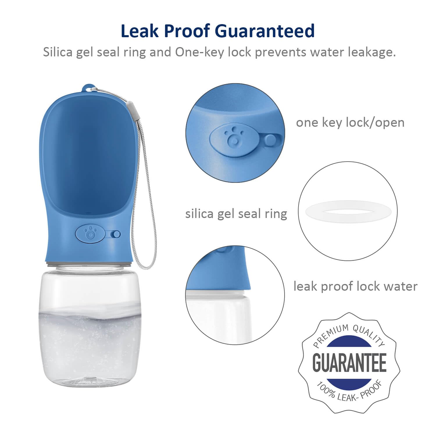 Wepet Portable Dog Water Bottle, 25 Oz, Leak Proof Puppy Water Dispenser With Drinking Feeder For Pets Outdoor Walking, Hiking,