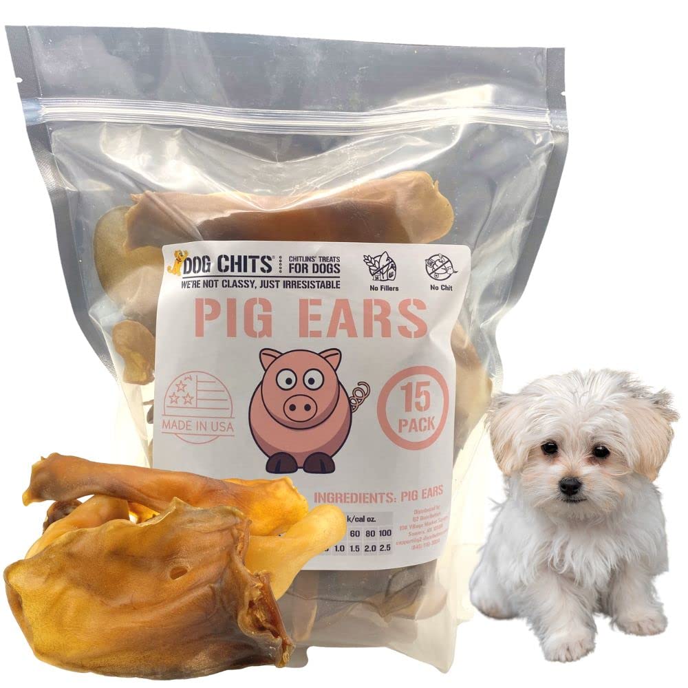 Dog Chits Pig Ears Dog and Puppy Treats - All Natural Grain and Chemical Free Training Chews - High Protein and Low Fat - Suppor