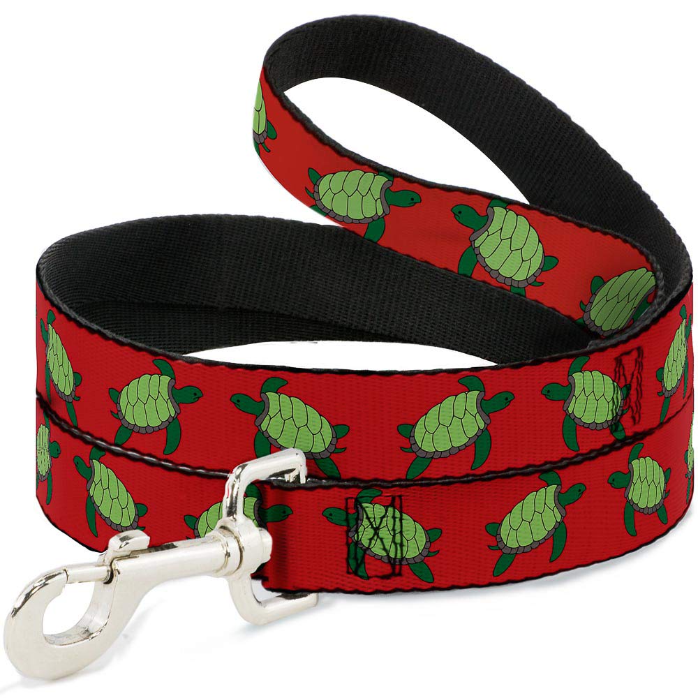 Buckle-Down Pet Leash - Sea Turtles Red/Green - 6 Feet Long - 1.5 Wide