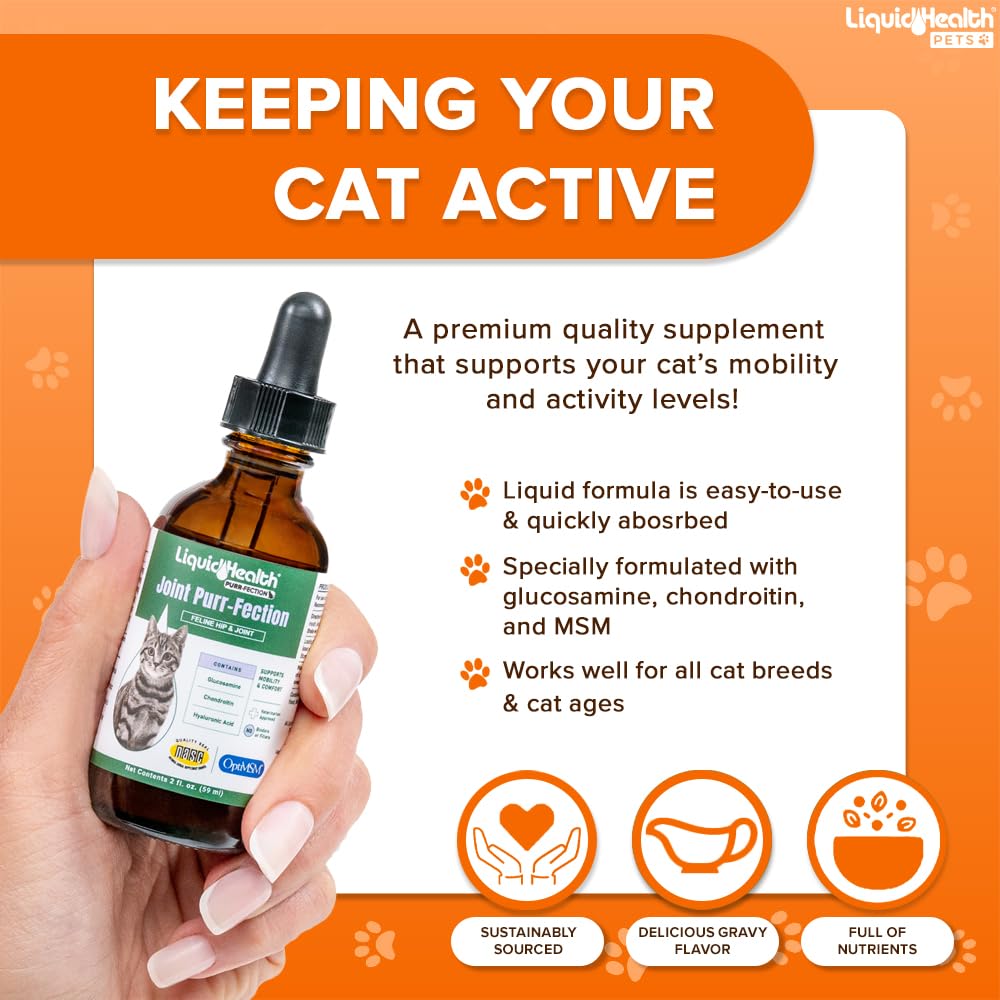 Liquidhealth Glucosamine Cat Joint Supplement For Hip Pain & Joint Pain Relief, 2.3 Oz