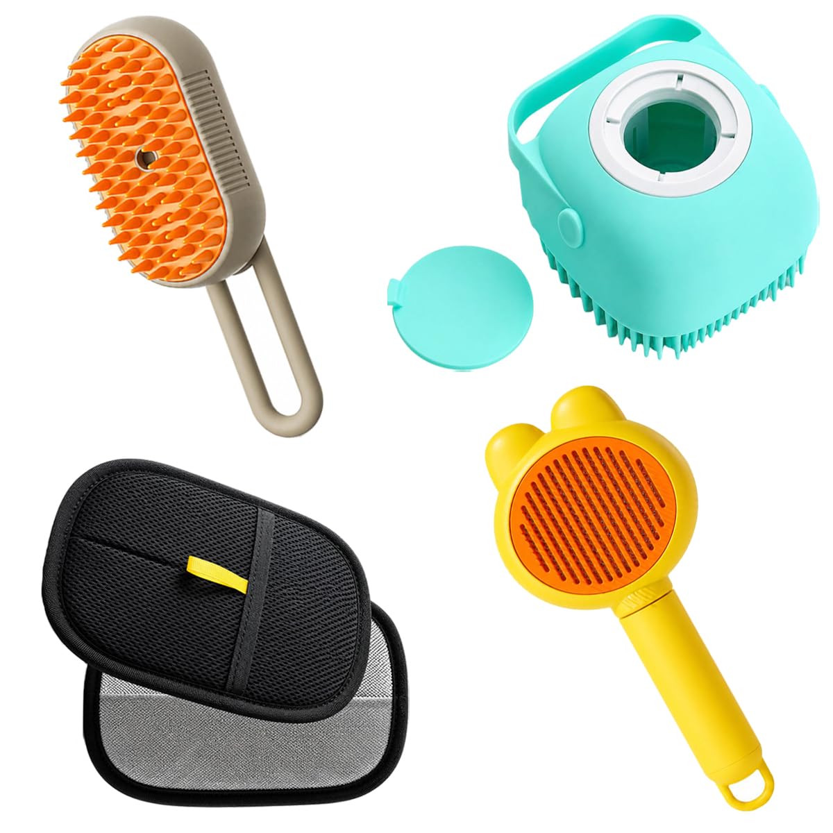 Pet Grooming Kit With Steam Bath Brush Self Cleaning Brush Grooming Glove