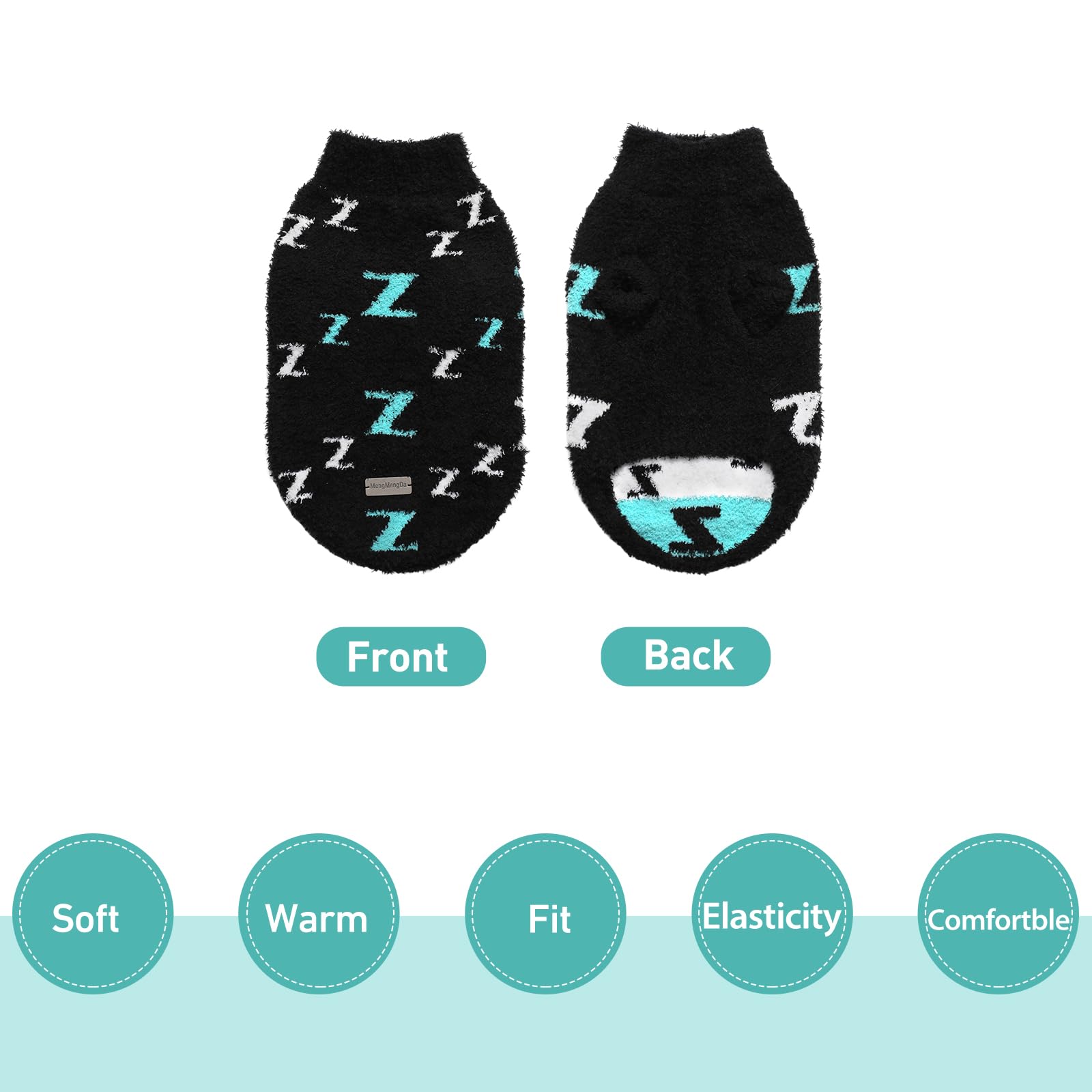 Mengmengda Dog Sweaters For Small Dogs Boy Girl Dog Pullover Sweater Dog Clothes Cold Weather Cable Knitwear Thick Warm Outfits For Chihuahua Bulldog Dachshund Pug Yorkie (Black-S