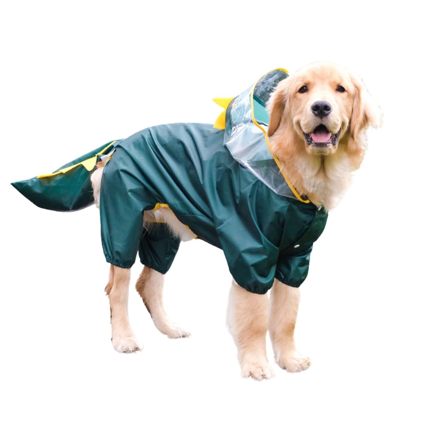 Harikaji Dog Raincoat, Tail Protect Legs Cover Dinosaur Cosplay Raincoat Costume Cute Animals Pattern Raincoat Jacket For Medium