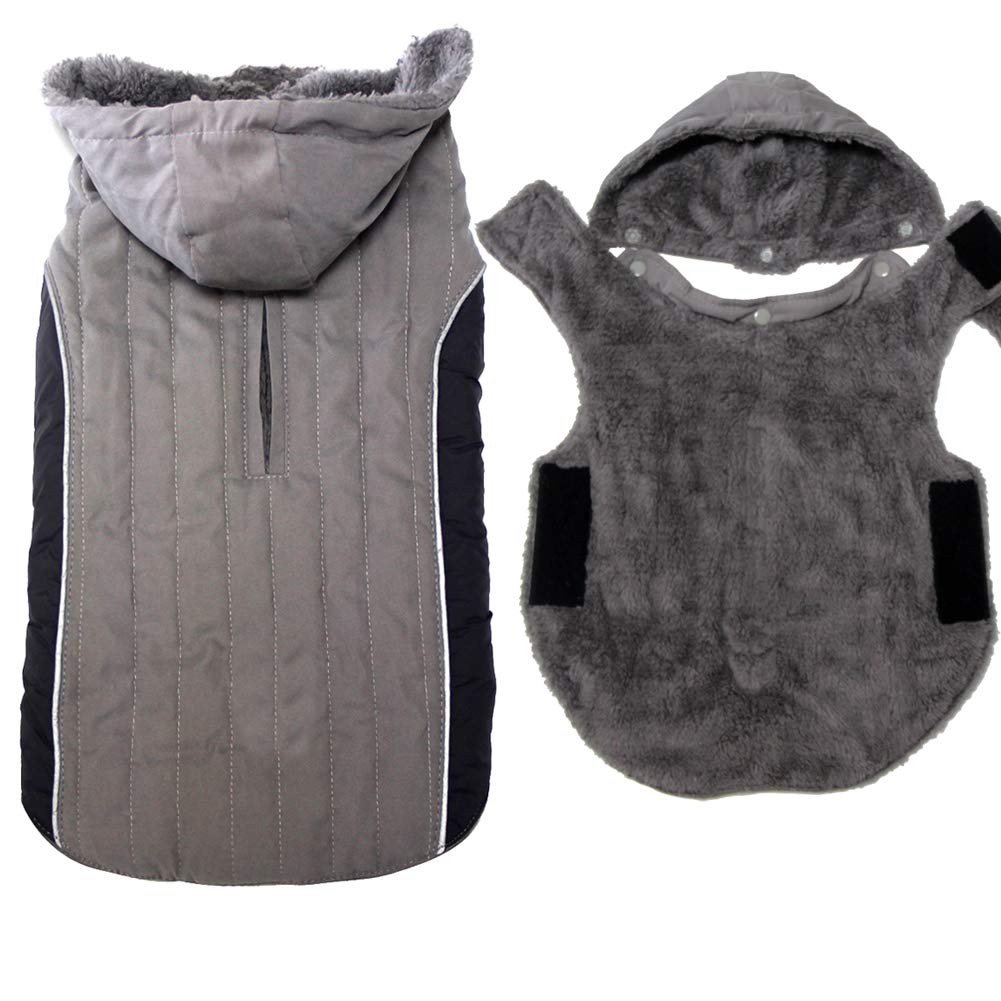 Joydaog Fleece Dog Hoodie For Small Dogs Super Warm Puppy Jacket For Cold Winter Dog Coats,Grey S