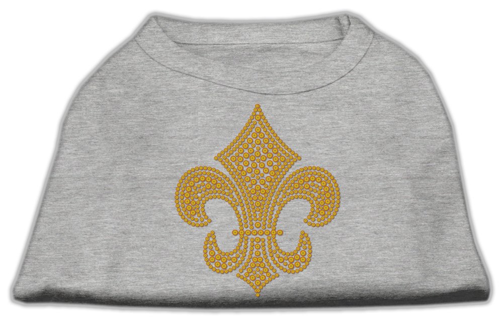Mirage Pet Products Gold Fleur De Lis Rhinestone Pet Shirt, Medium, Grey