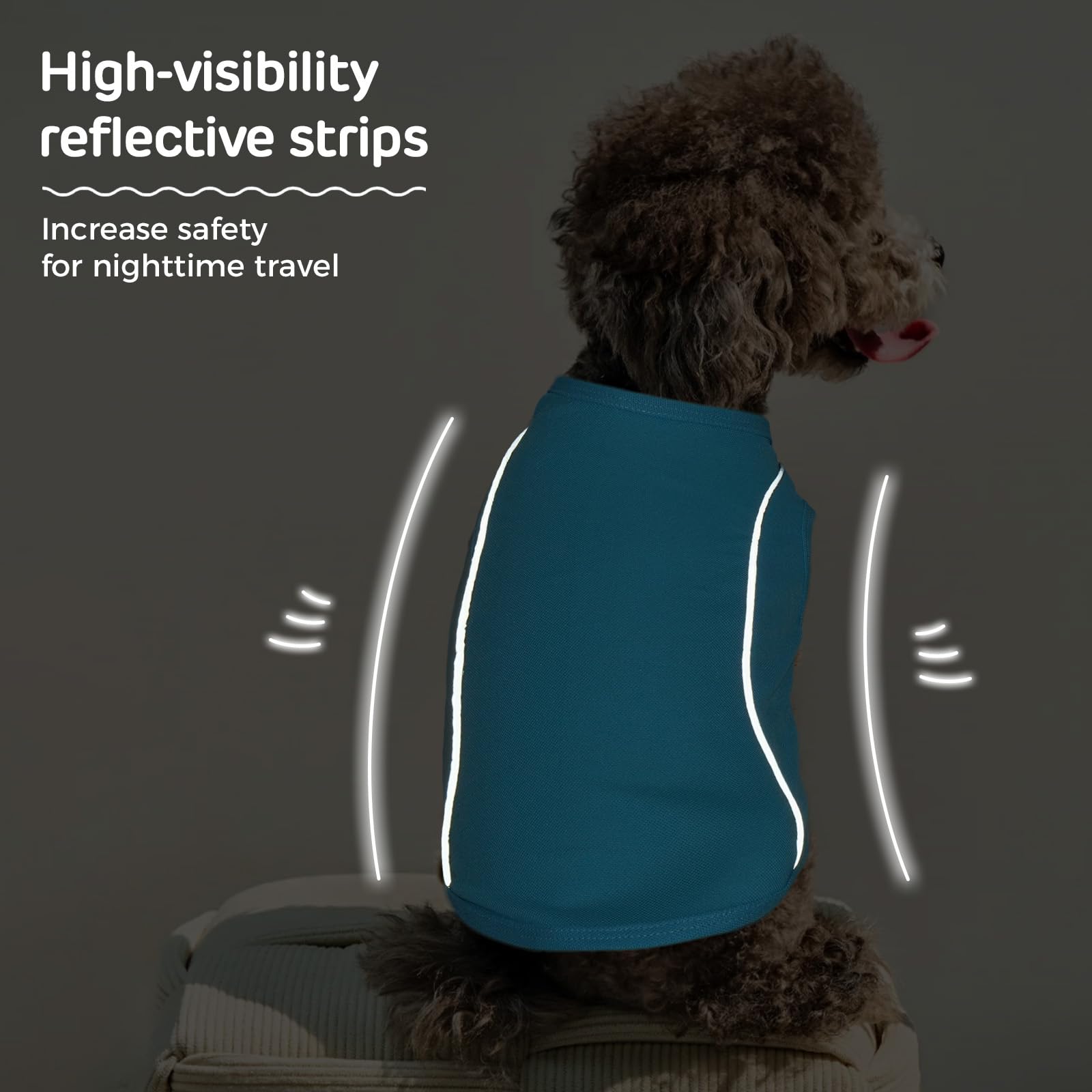 T'Chaque Dog Shirts For Small Dogs 2 Pack, S Dog Sleeveless Vests With Reflective Strips, Pullover Pet Tank Top, Lightweight Pet