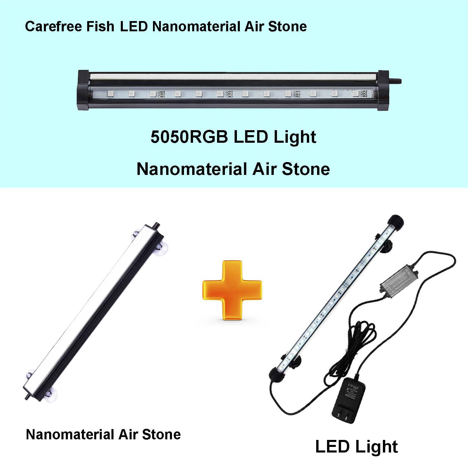 Carefree Fish Aquarium 4/8/12/16/24/40In Led Nanometer Materials Air Stone Strip ? and Tube Fish Tank Oxygen Stone Bubble Wall R