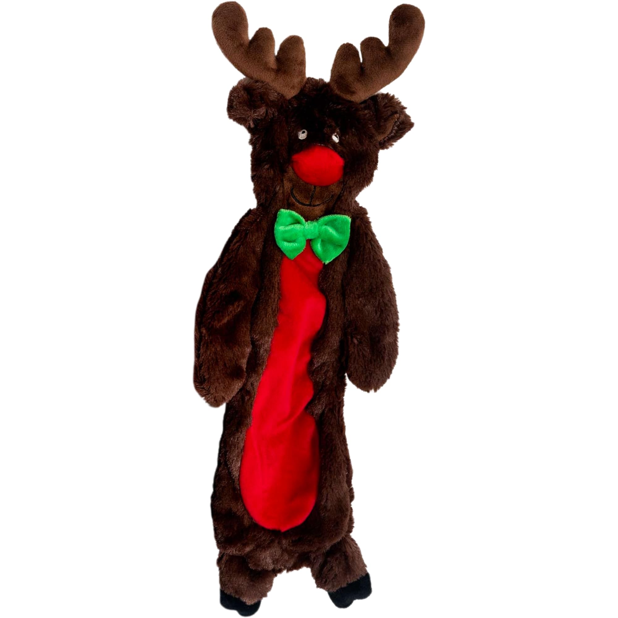 Jeffers Pet Plush Dog Toy With Squeaker, Christmas Reindeer 12'' - Soft Crinkle Fabric, Safe & Durable, Healthy Fun For Small & 
