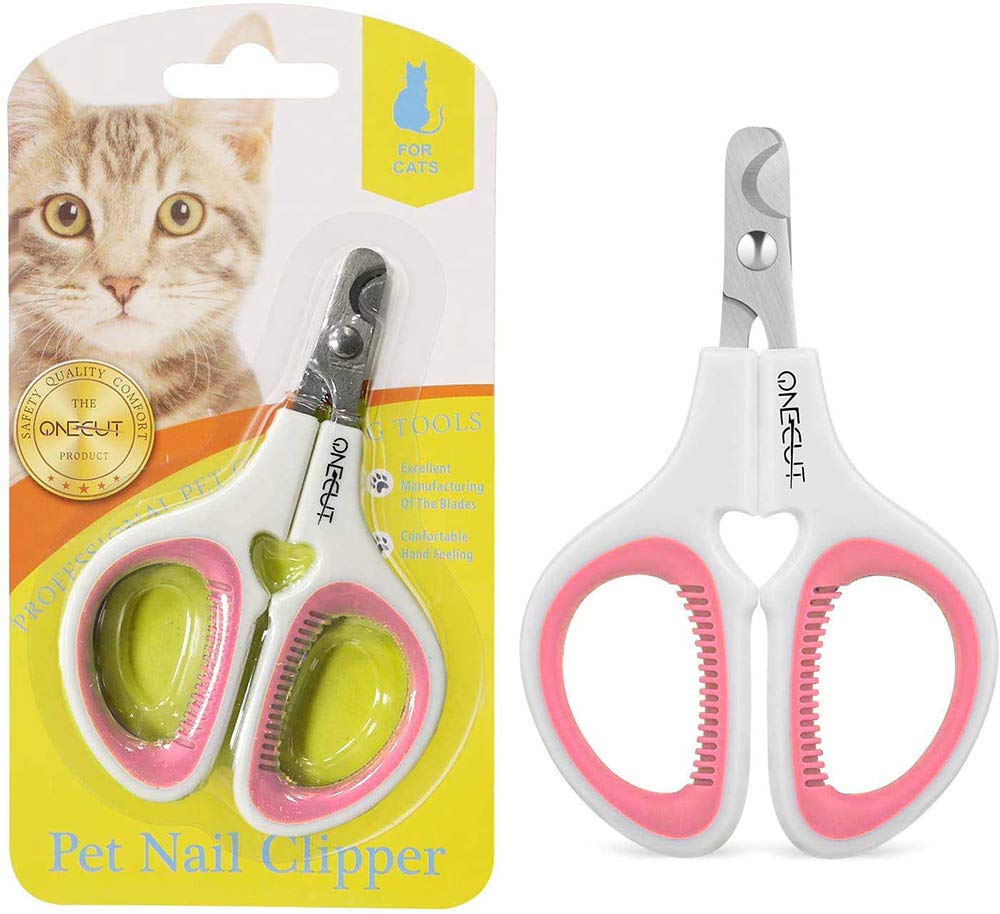 OneCut Pink Pet Nail Clippers - Professional Cat, Kitten, Puppy, Rabbit & Small Dog Nail Trimming Tool, Sharp & Safe Design