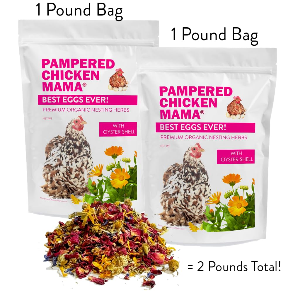 Pampered Chicken Mama Best Eggs Ever! Nesting Herbs for Chickens (2 Pounds Total) for Chicken Nesting Boxes Calcium Supplement f