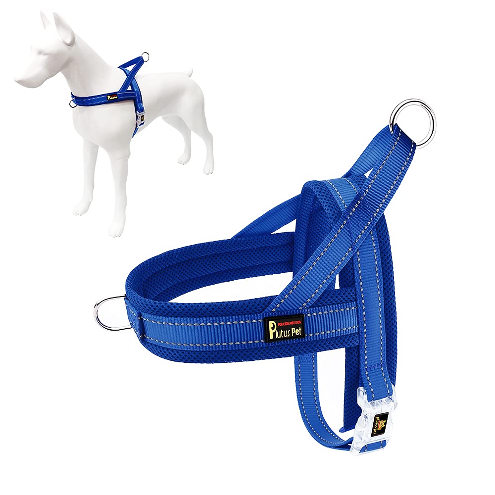 Plutus Pet No Pull Dog Harness With Breathable Mesh Padded, Adjustable Reflective Escape Proof Dog Harness, Quick Fit Dog Vest Harness For Small Medium Large Dogs(M, Navy Blue)
