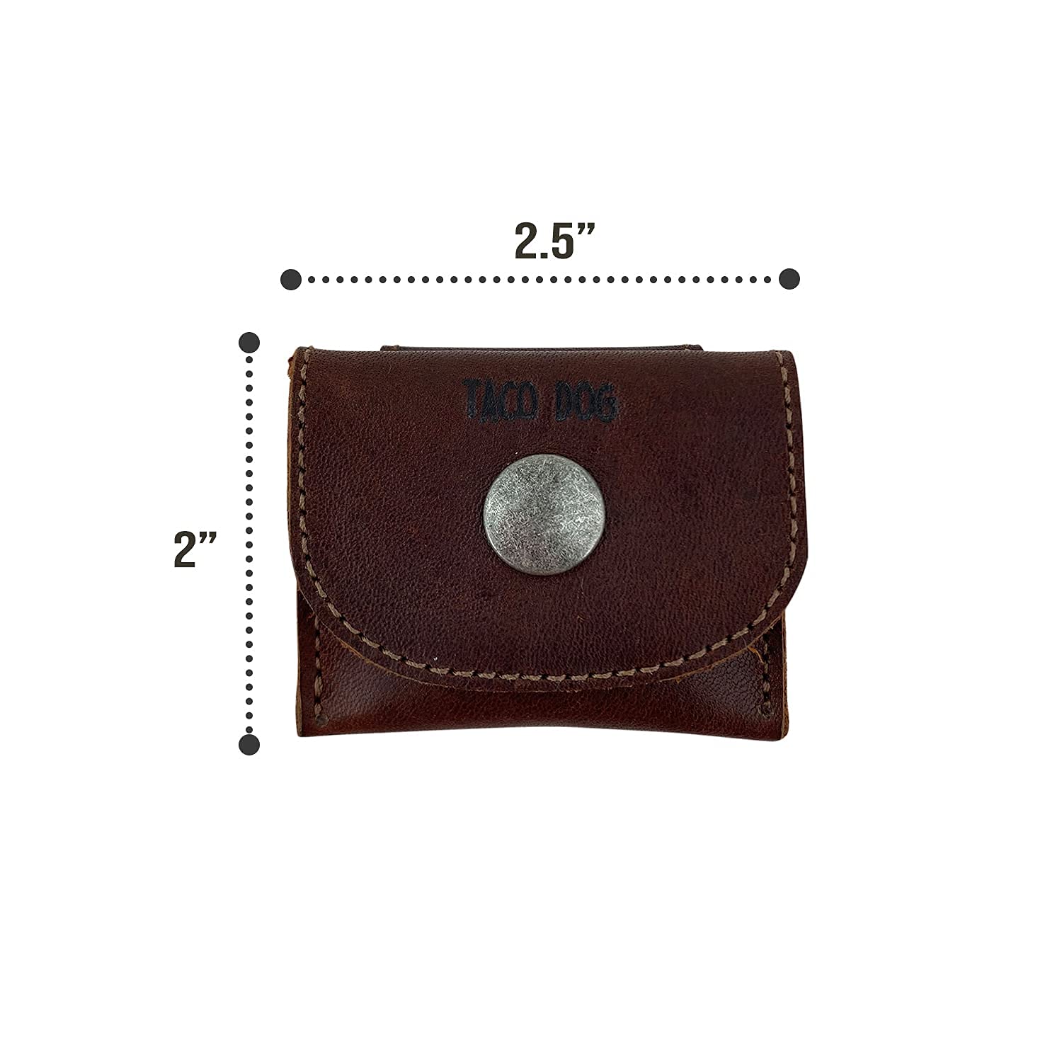 Taco Dog, Dog Tag Silencer Handmade From 100% Full Grain Leather - Durable Pouch With Button Snap Closure That Attaches To Colla