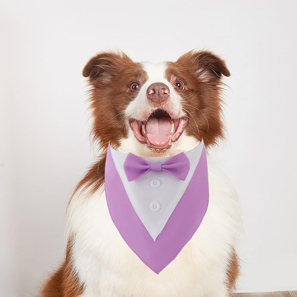 Bnibol Dog Tuxedo Collar For Wedding Engagement And Birthday, Formal Bandanatux Suit Costume With Bow Tie And Adjustable Buckle,