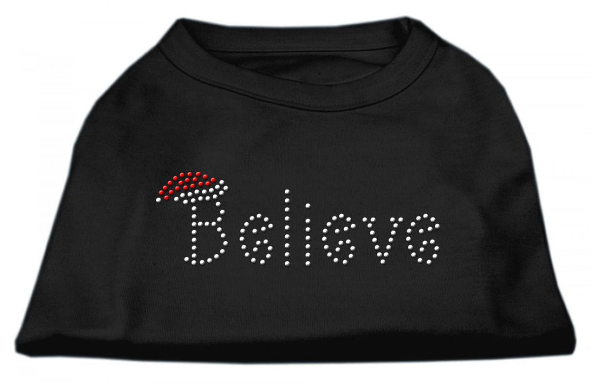Christmas Pet Dog & Cat Shirt Rhinestone, 'Believe' Black Xl (14-20 Lbs.)