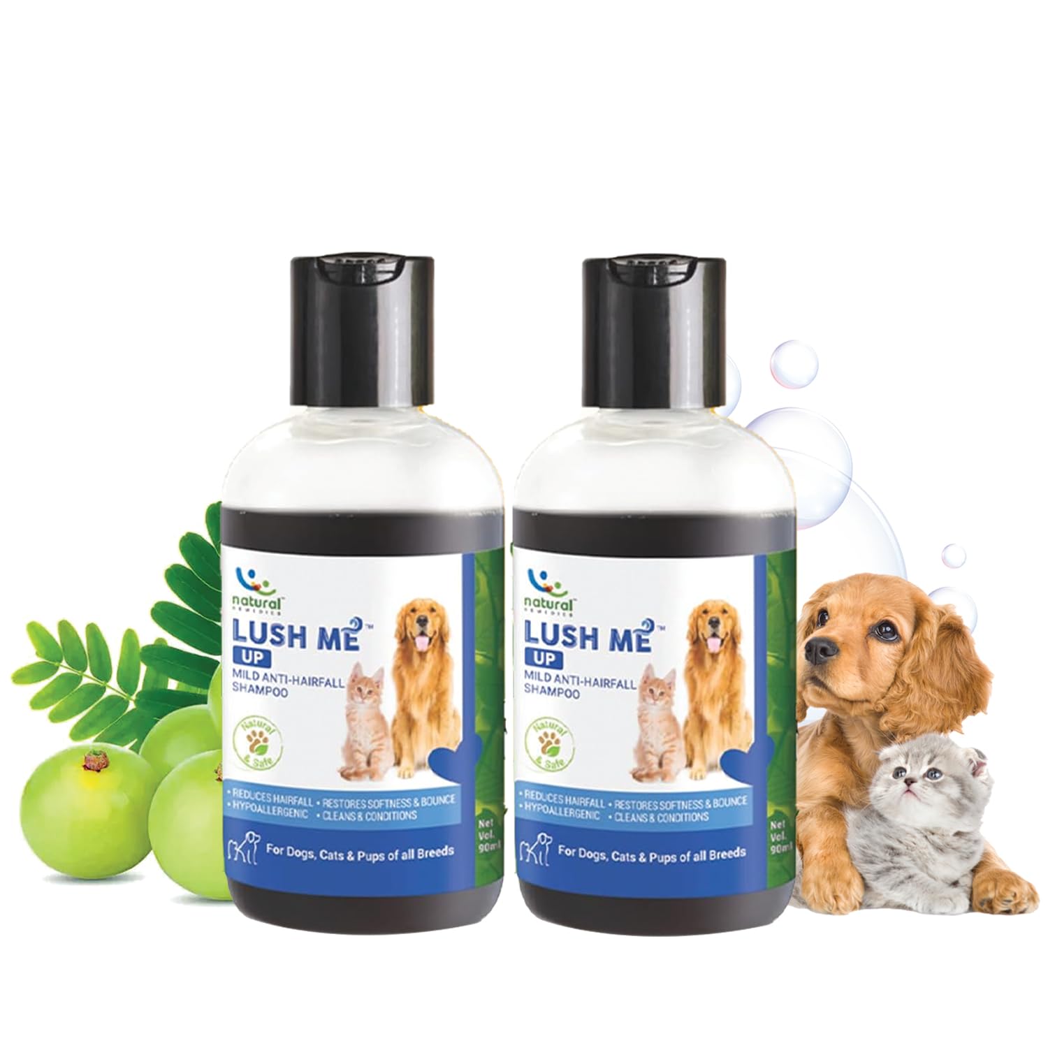 Natural Remedies Lush Me Up Mild Anti-Hairfall Shampoo For Dogs, Cats & Pups Of All Breeds, Reduces Hair Fall & Restore Softness