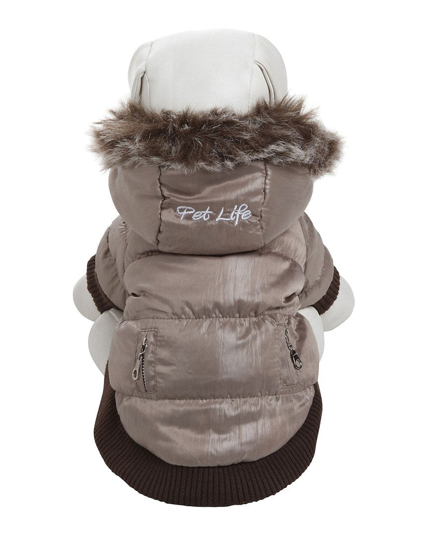 Pet Life Ski Parka, Metallic Grey, Medium