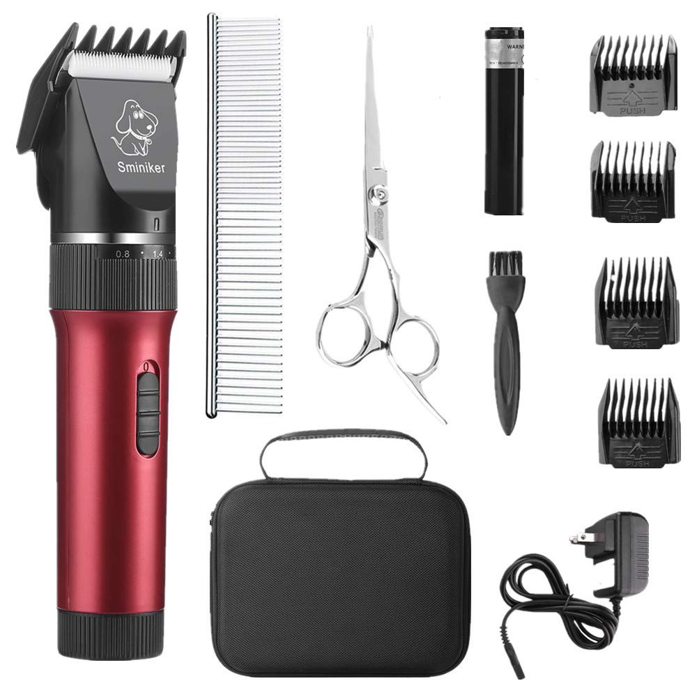 Sminiker Low Noise Horses Clippers Rechargeable Cordless Pet Clippers Grooming Kit With Storage Bag 5 Speed Professional Animal Clippers Pet Grooming Kit