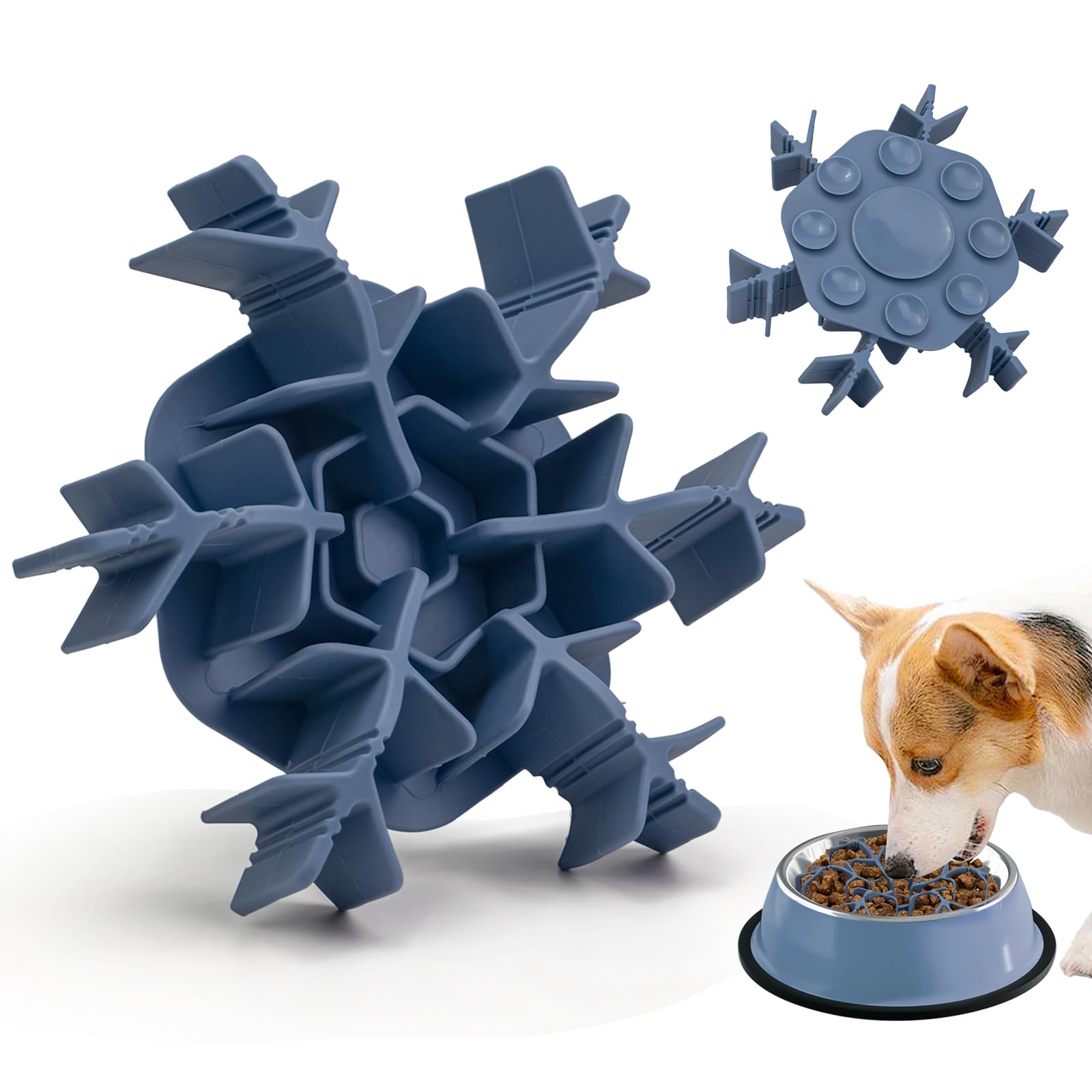 Slow Feeder Insert For Dog Bowl With Upgraded Large Suction Cups, Anti Slip Cuttable Anti-Chocking Snow Slow Feeding Healthy Eat