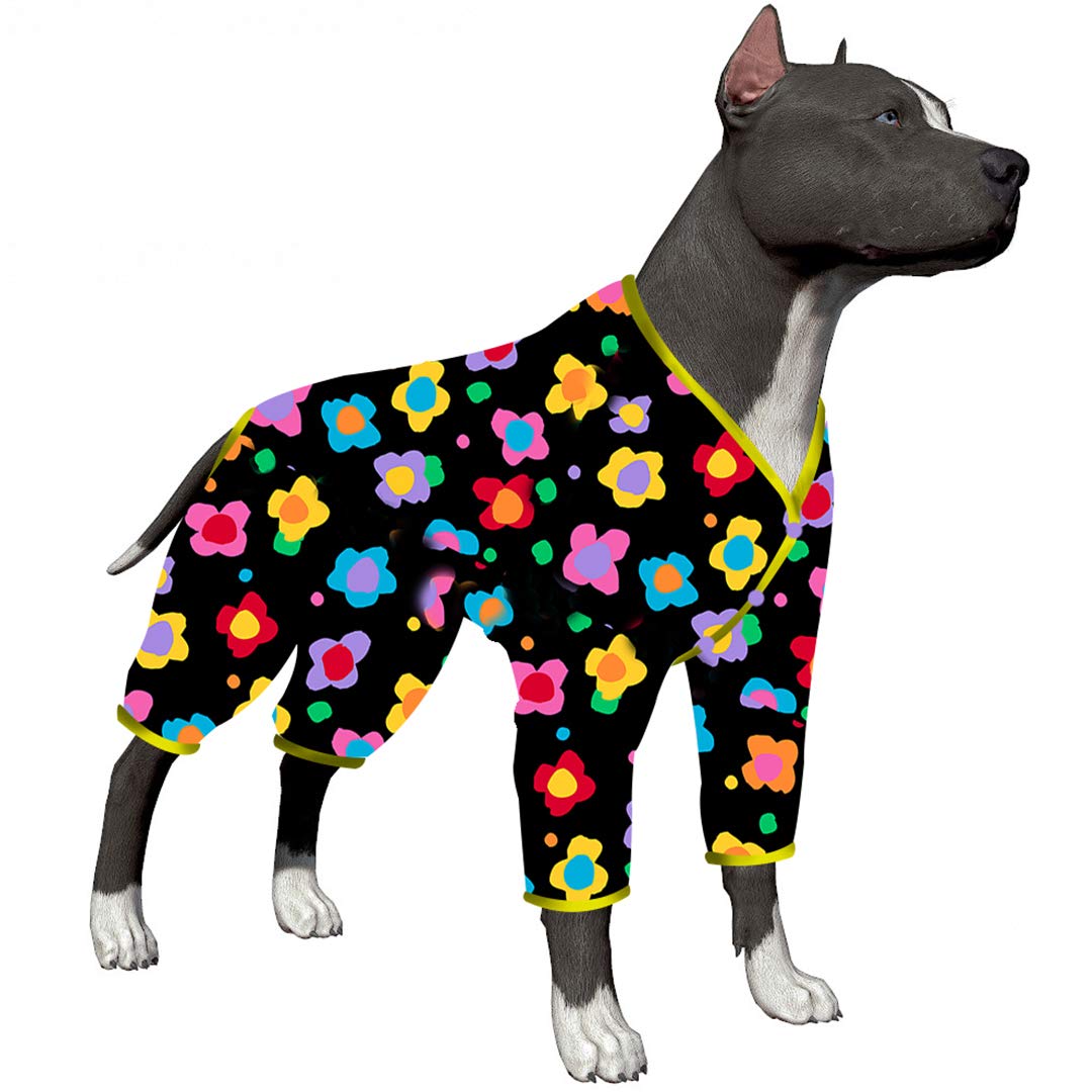 Lovinpet Post Surgery Onesie For Dogs Medium - Anxiety Calming Anti Licking Dog Pajamas, Lightweight Fabric, Vintage Happy 2 Qui