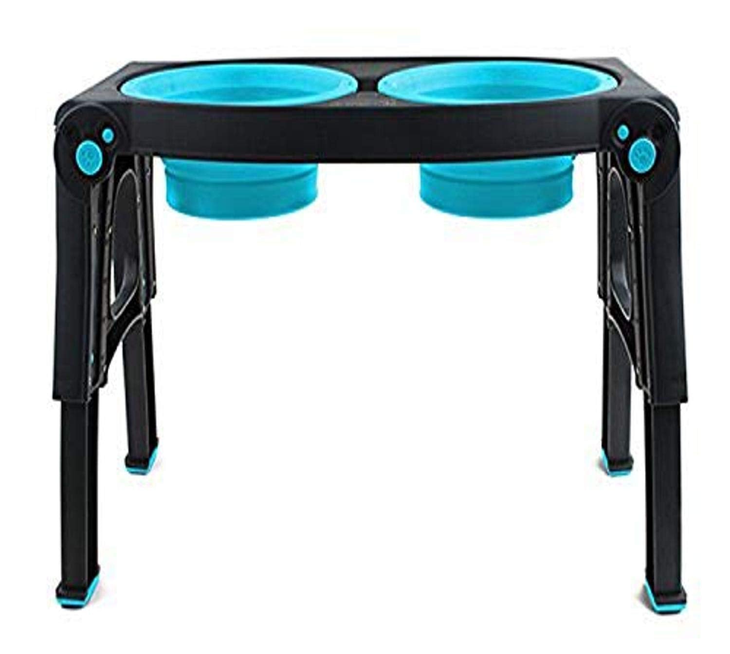 Dexas Popware for Pets Adjustable Height Double Pet Feeder, Gray/Blue, (PW120432312)