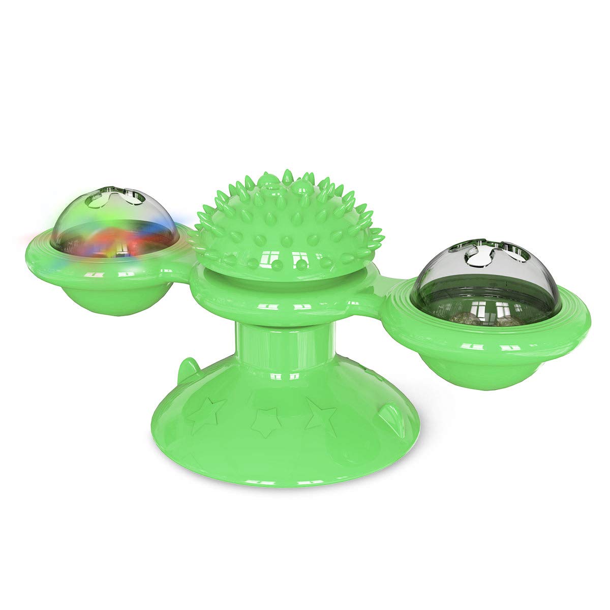 Cdipesp Windmill Cat Toy With Catnip, Interactive Cat Spinning Toys With Suction Cup Kitten Turntable Massage Toy For Indoor Cats (Green)