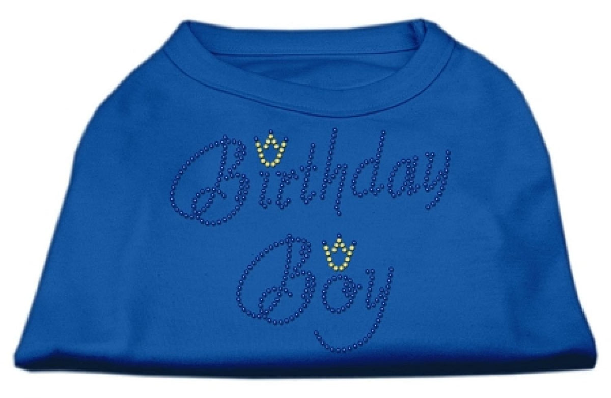 Mirage Pet Products 8-Inch Birthday Boy Rhinestone Print Shirt for Pets, X-Small, Blue