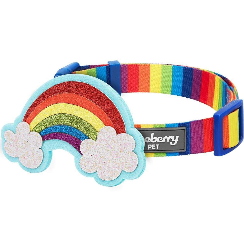 Blueberry Pet The Perfect Rainbow Adjustable Dog Collar with Blingy D  cor, Large, Neck 18''-26''