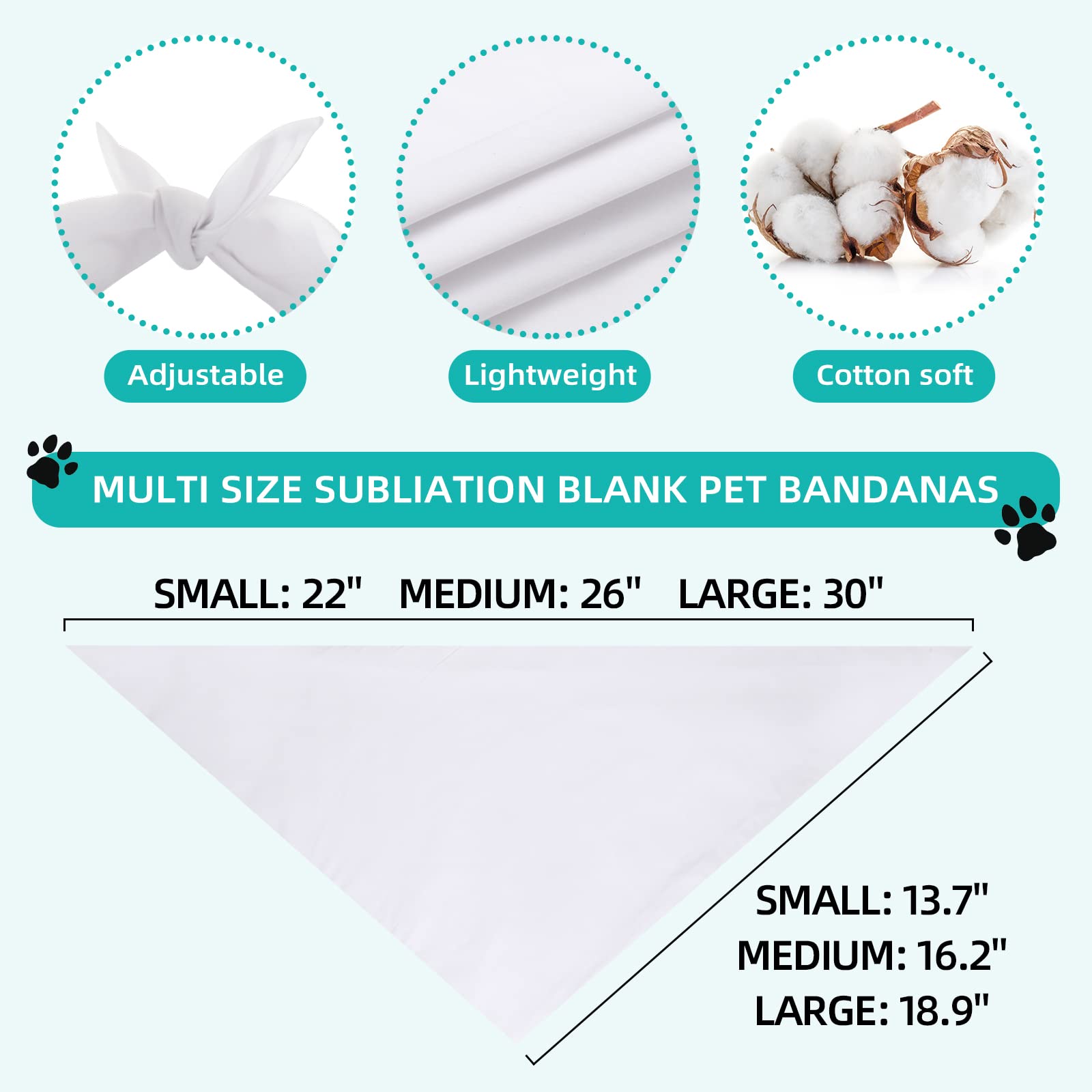 Gofshy Blank Dog Bandanas Xl-3Pcs, Diy Solid White Triangle Scarf Premium Cotton Handkerchief Or Bib, Personalized Design Birthday/Party Fun Idea Gift For X-Large&Large Pets