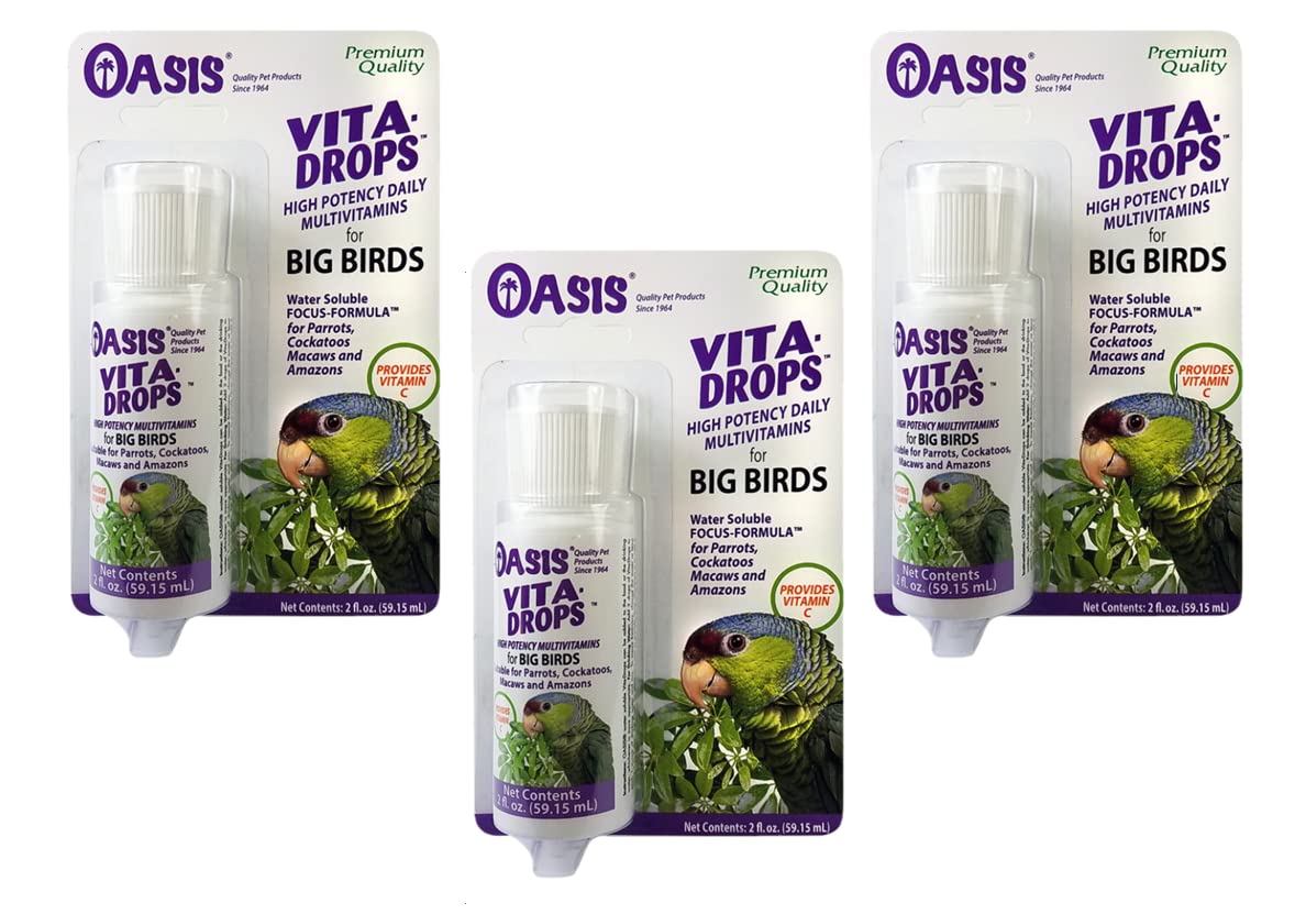 Oasis 3 Pack Of Vita Drops For Big Birds 2 Ounces Each
