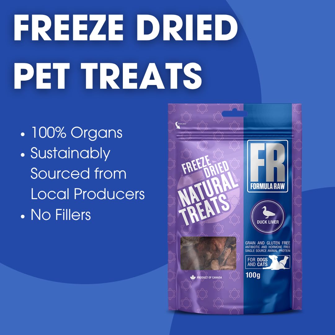 Formula Raw Freeze-Dried Duck Liver Pet Treats - Rich in Iron and Nutrients, Natural Single Ingredient Snack for Dogs and Cats -