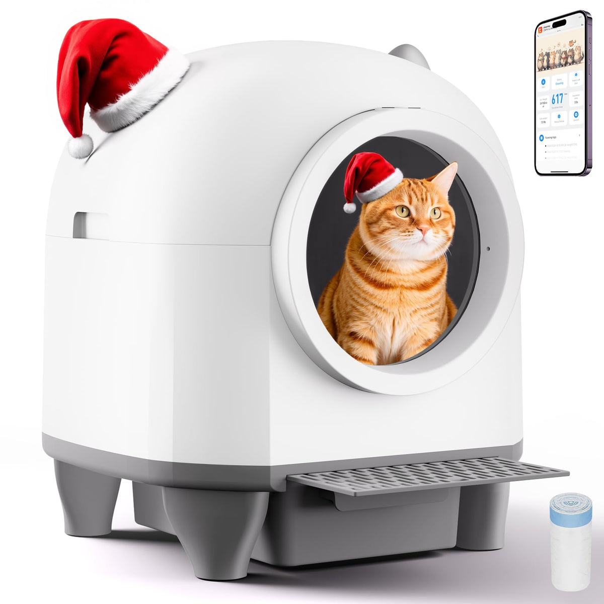 Aoktech Self Cleaning Litter Box, 80L Automatic Cat Litter Box Self Cleaning With App Control, Odor Control, Multi-Cat Compatibl